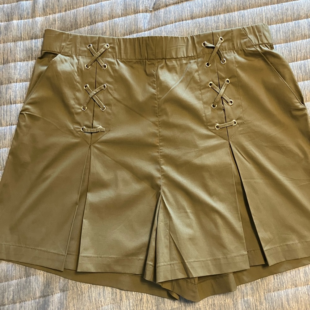 Laundry By Shelli Segal Khaki Lace-Up Women's Shorts